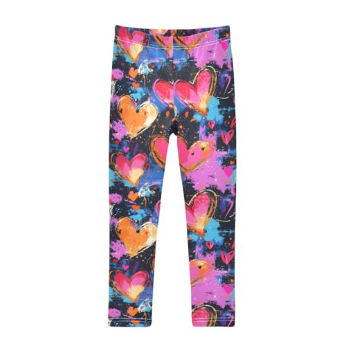 Abstract Hearts Girls Leggings Athletic Pants Tights Stretch Bottom