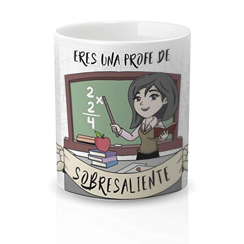 Yujuuu! | Taza cerámica Original Profesora. Resistente 100% al microondas y lavavajillas. Taza Cover