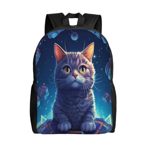 Durable Backpack Space Cat Galaxy Star 16Inch Unisex Backpack Gym Casual Daypack for Women Men Gift