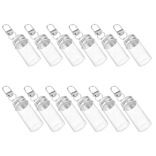 Mini botellas de vidrio transparentes de 7ml 10ml con llavero y clip GALPADA para manualidades