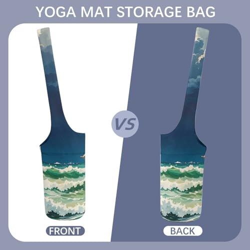 Sac de tapis de yoga vintage haut de gamme en toile epaisse et finitions Stormy Waves - 3