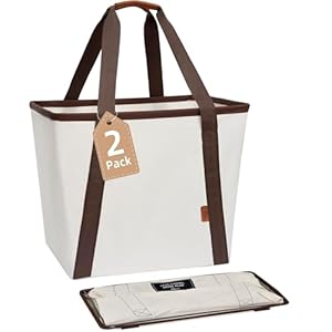 STORAGE MANIAC Collapsible Laundry Caddy, 128L (34 Gal) Large Collapsible Laundry Basket with Sturdy Metal Wire Frame, Long Carry Handles – Space-Saving, Foldable Laundry hamper, 2 Pack Beige