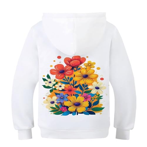 Sweat à capuche enfant fleurs colorées ample et stretch pour éviter la sensation de serrage