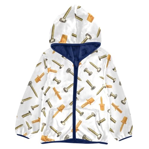 CHIFIGNO Screws Kids Fleece Zip up Jacket, Warm Light Sweatshirt Jacket 3T