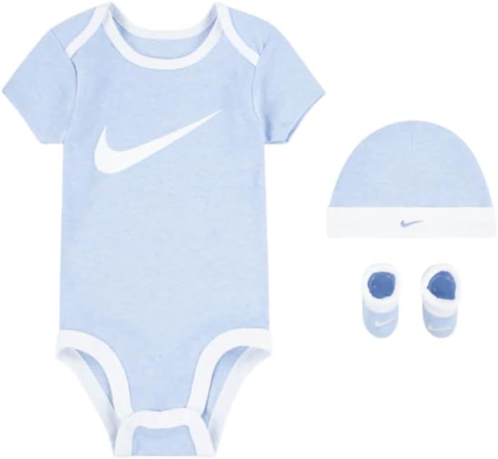 Nike 3-Piece Lightblue Set (Onesie, hat, booties), 0-6 months