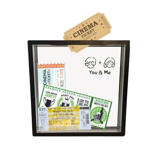 Travel Adventure Archive Memory Ticket Stub Shadow Box Display Frame with Slot on Top for Lover (Black(youme), 8*8)