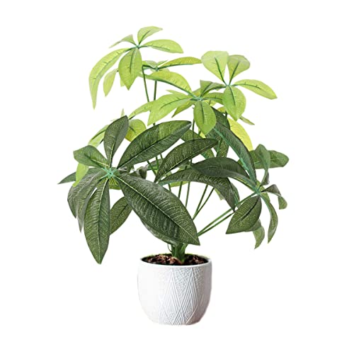 Money Tree Artificial Plant Pachira 17.7 In'' Small Fake Money Tree Faux Fortunate Tree Decoration Indoor Outdoor Table Top Decor(No Pot Included) #TOP10