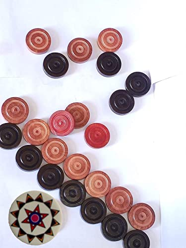 Carrom Board Coins And Striker Professional Solid Set, Wooden Checkers With Stackable Ridge ( 24 Carrom Board Pieces With Cover/Striker Case + 1 Striker Random Color + 1 Kids Striker) #TOP1