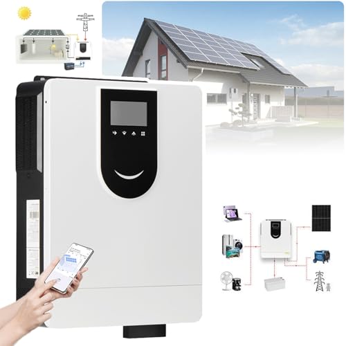 IYUESQ Inversor Solar híbrido de 1,0 KW a 10,2 KW + monitoreo por WiFi (aplicación Inteligente), 3 Modos (batería/Servicio público/fotovoltaico), Pantalla LED Grande/botón de comentarios,