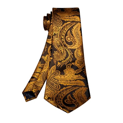 Image of 5PCS Mens Silk Designer Tie, Pocket Square, Cufflinks, Drilled Tie Ring and Lapel Pin Set for Wedding Groom Party