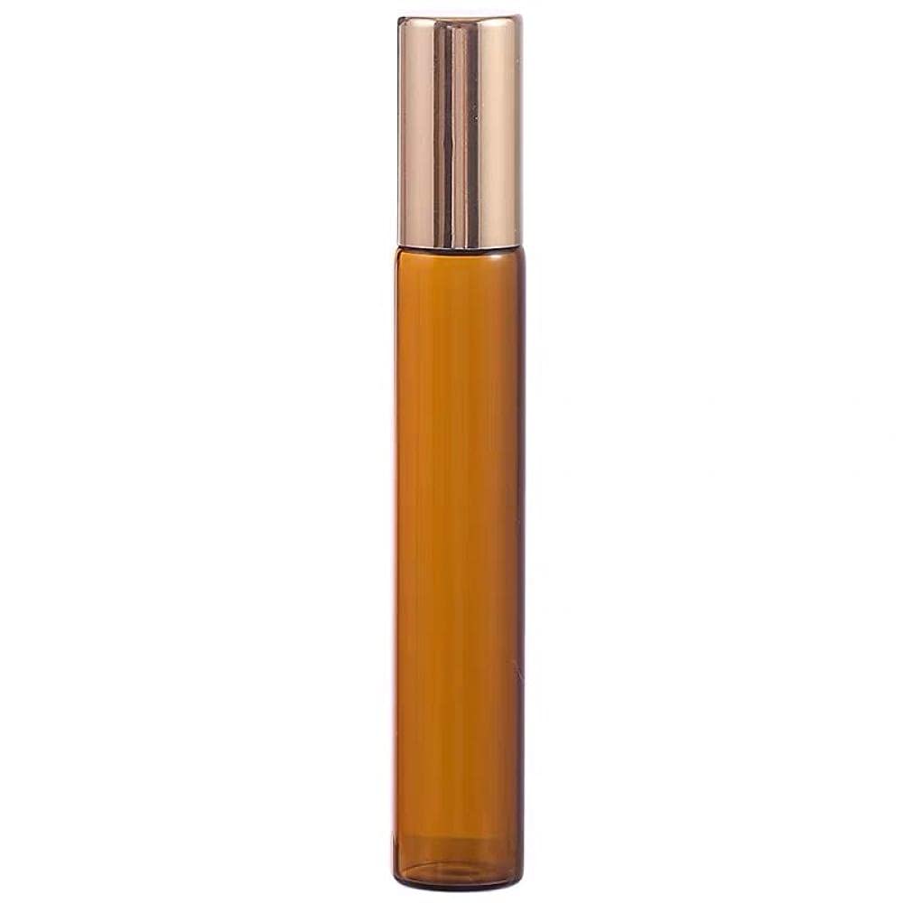 Parfümflasche Leer Leerer Nachfüllbarer Parfümflasche 10 Stücke 3Ml 5Ml 10Ml 5Ml 10 Ml Nachfüllbar Bernstein Ätherische Ölflasche Stahlball Parfum Flaschen Rollen Auf Parfüm Fall-10Ml_Glass