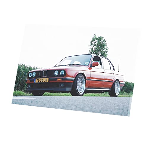 Toile voiture vintage rouge 80's pour combler un mur vide de bureau