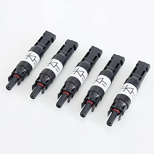 Nudiuhis 5 STÜCKE Solarstecker mit Diode Wasserdichter PV-Stecker DC1000V 20A IP67 PPO Stecker Buchse (5)