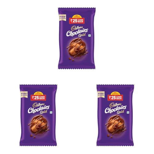 Image of Cadbury Choclairs Gold Candy, 347.2 g (62 Candies) (Pack of 3)