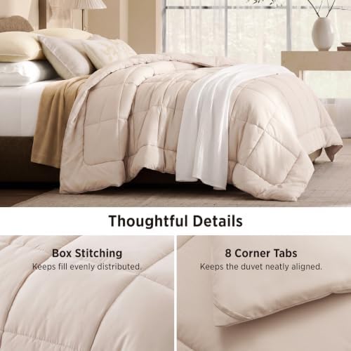 Bedsure Comforter Duvet Insert - Quilted Comforters Queen Size, All Season Duvet, GentleSoft Down Alternative Bedding Blanket, with 8 Tabs, Gifts for Women/Men, Beige, Queen 88 x 88 Inches - 5