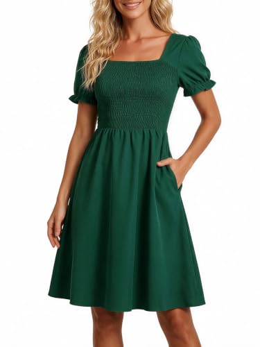 Image of Berydress Women's Summer Dresses 2026 Casual Boho Smocked Mini Sun Dress