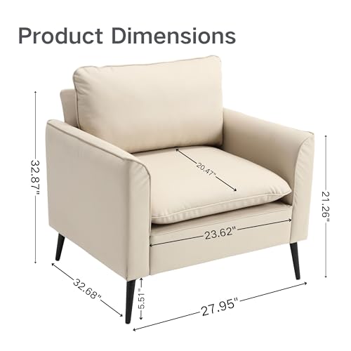 Sillón moderno beige con estructura de madera miniatura 2