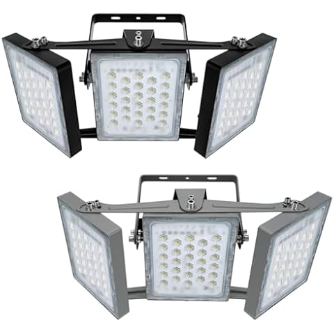 STASUN 2Pack 150W 15000lm LED Flood Light Outdoor, 5000K, 3 Adjustable Heads, IP66 Waterproof LED Exterior Security Area Lights for Yard, Parking Lot Cover