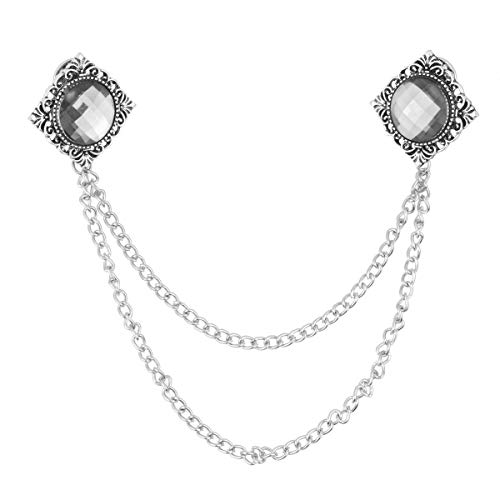 YiZYiF Vintage Brooch Pin Crystal Blouse Shirt Collar Lapel Neck Tip Tassel Chain for Women Men Business Suit Crystal One Size