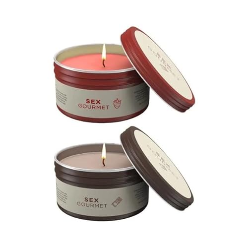 Kit Duas Velas Beijáveis de Chocolate e Morango para Massagem e Hidratante