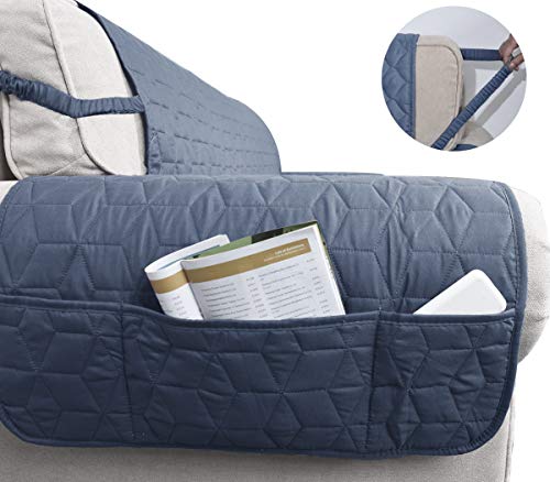 Ameritex Chair Cover With Anti-Skip Dog Paw Print 100% Water-Resistant Quilted Furniture Protector Slipcover For Dogs, Children, Pets Chair Slipcover For Leather Couch (Blue, 23'') #TOP2