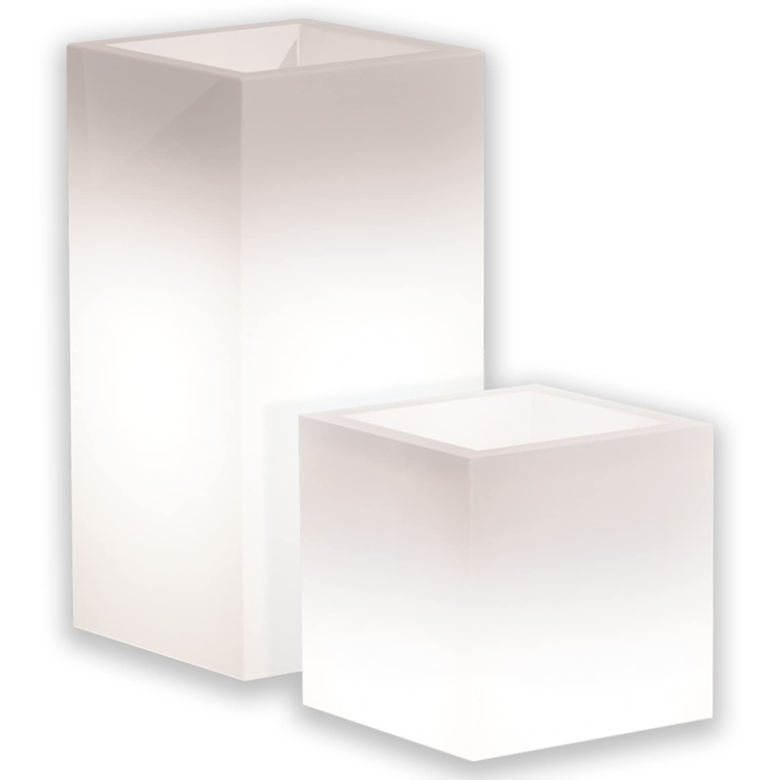 Decorspace Vaso luminoso Cube quadrato decorazione per esterno e giardino "Made in Italy" 40 x 40 cm con cavo (40 cm, Bianco)