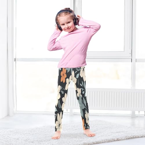 Bolaz Toddler Girls Leggings Printed Yoga Pants Leggings Orange White Flower for Kids4