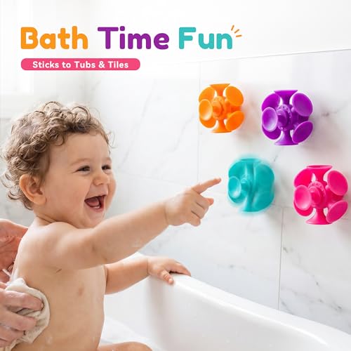 Kiditos Suction Cup Spinner Toys, 4 Pack Sensory Fidget Toys for Toddlers, Kids & Adults, Screen-Free Stick and Spin Toy for Window, Table, Bathtub, Car Rides, Travel, Office Desk, Party Play - Image 3