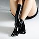 Latex Gummi Zehen Socken Kurz, Schwarz Sexy Latex Knöchel Socken Zubehör Kleidung für Frauen und Männer (DE/NL/SE/PL, Alphanumerisch, L, Regular, Regular, Schwarz)