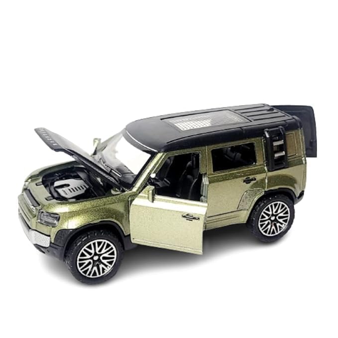 All Rounder Shop Diecast Defender Toy Car, Metal Body, Opening Doors, Pull-Back Action, Unisex Kids, (Pack of 1), Die-Cast, (Green)