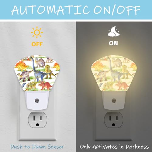 Image of Night Light Cute Dinosaur Plug-in LED Dusk-to-Dawn Sensor Soft Night Lamp,Suitable for Home Bedroom Bathroom Hallway Stairs