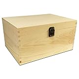 TWISTED ENVY Unfinished Wood Classic Box with Hinged Lid for Arts, Crafts, Hobbies and Home Storage, 10.62