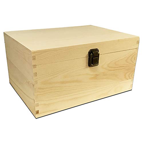 TWISTED ENVY Unfinished Wood Classic Box with Hinged Lid for Arts, Crafts, Hobbies and Home Storage, 10.62