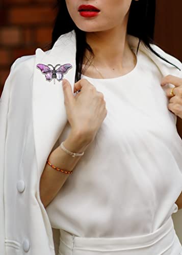 Image of Alilang Abalone Shell Butterfly Insect Brooch Lapel Pins Pendant Scarf Shawl Accessories Wedding Party