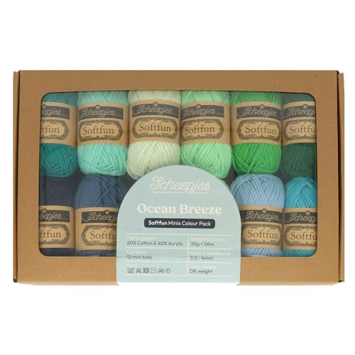 Image of Scheepjes Softfun Color Pack, 12x20g, Ocean Breeze, Cotton-Acrylic Blend