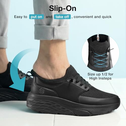 Image of NINGO Waterproof Work Shoes for Men, Non Slip Food Service Chef Shoes Easy Slip On, Comfortable Breathable Slip Resistant Walking Sneakers, Lightweight Shock Absorbing Midsole for Kitchen Restaurant