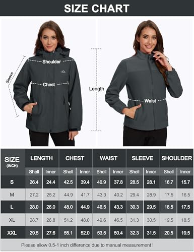 MAGCOMSEN Women's 3 in 1 Ski Jacket Water Resistant Winter Snow Coat Warm Fleece Lined Windproof Hiking Rain Outwear - Image 8