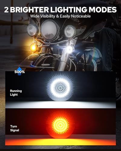 Image of Benlari 3 1 /4 inch LED Turn Signals, 81 LEDs Front 1156 1157 Turn Signals Brake Light Kit with 2 Smoked Lens Cover Fit for Harley Davidson Touring Sportster Iron 883 Dyna Softail 1986-2024
