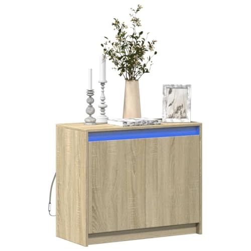 Mueble buffet duradero Sonoma de roble con iluminación LED RGB ajustable 2
