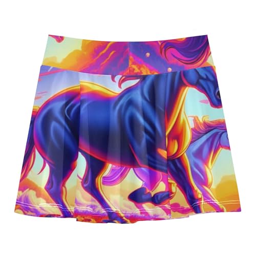 Joisal Girls Skorts Athletic Shorts Tennis Skirts Kids Funny School Skirt Horse Flower Neon Colorful 3t2
