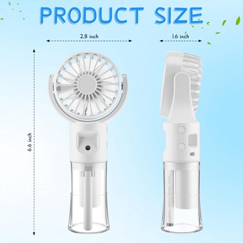 ZeahVeyora 6 Pack Handheld Portable Misting Fan 4 Speeds Rechargeable Battery Operated Fan with Water Sprayer Mini Personal Cooling Fans for Outdoor Travel Makeup Home Office Camping(White) by ZeahVeyora - Used condition - Image 3