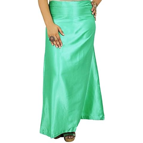Indian Satin Silk Petticoat Bollywood Solid Inskirt Lining For Sari Cover