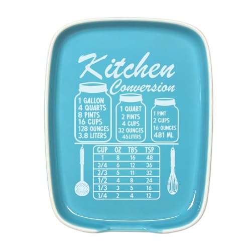 Image of Blue Spoon Rest for Stove Top, Ceramic Spoon Holder for Kitchen Counter | Funny Large Cooking Utensil Rest, Conversion Chart Modern Farmhouse Kitchen Decor and Accessories for Cooking Lovers