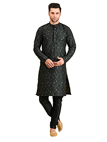 Image of Uri and MacKenzie Embroidery Silk Men's Kurta Pyjama Set
