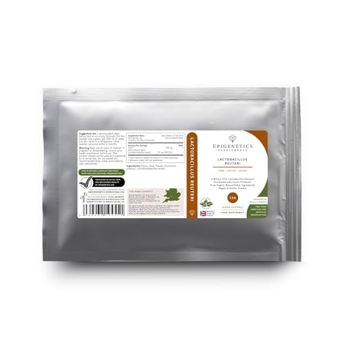 Lactobacillus Reuteri 15g | 5 Billion CFU Probiotic + Chicory Root Prebiotic (Inulin) | Vegan Friendly Powder UK Made | 1g Daily (15 Servings)