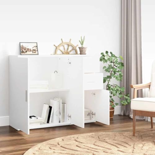 Aparador con mucho espacio de almacenamiento en madera blanca para toda la casa 4