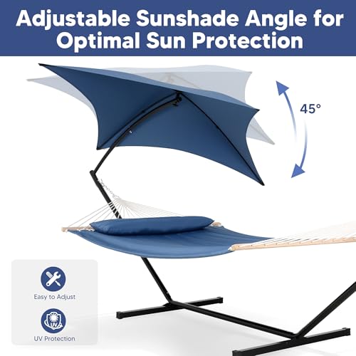 Image of SUNCREAT Hammocks for Outside with Stand, Sunshade, Navy