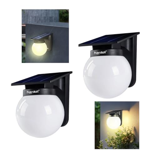 Image of hardoll Solar Wall Light Outdoor Waterproof 6 LED Solar Lights for Garden, Home & Decoration Lamp for Home Exterior (Warm White,Pack of 2)