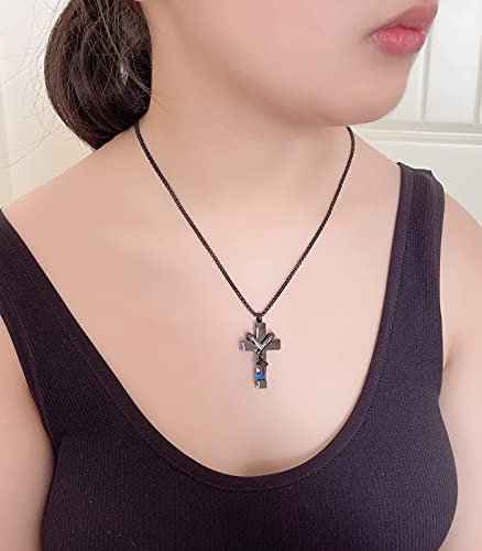 YOUFENG Birthstones Urn Necklaces for Ashes Cross Cremation Pendant Urns for Human Ashes Memorial Keepsake Locket Jewelry3