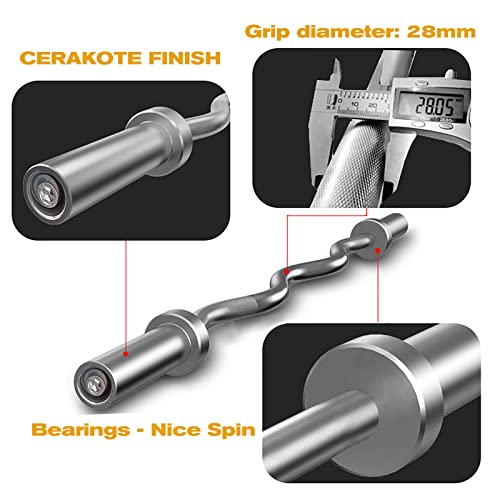 Olympic Barbell 7ft Curl Bar 4ft EZ Bar with Knurled Grip for Home Gym Strength Training, Weightlifting, Muscle Building by Elevens - Image 4